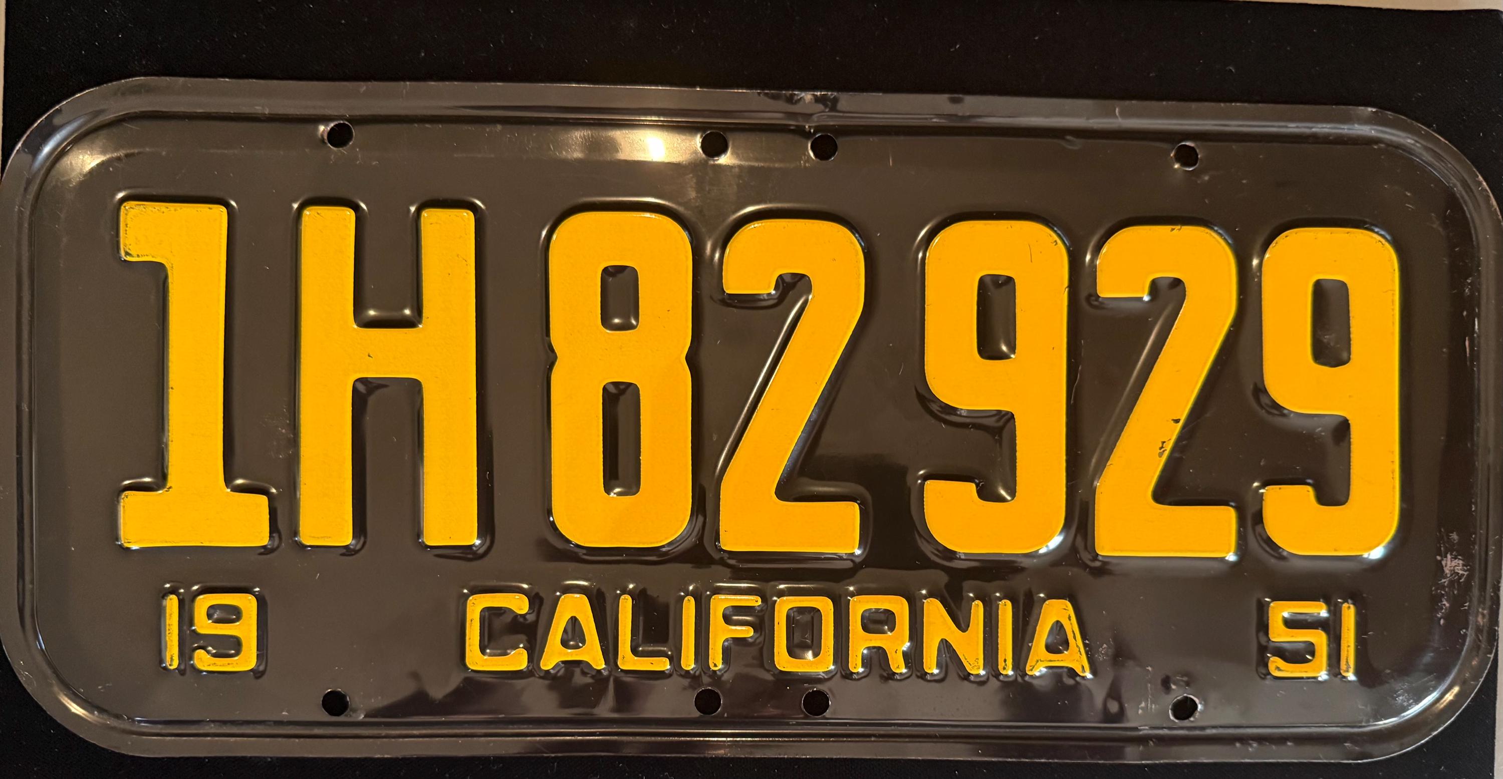 Vintage 1951 Original California 14 Inch License Plate Minty
