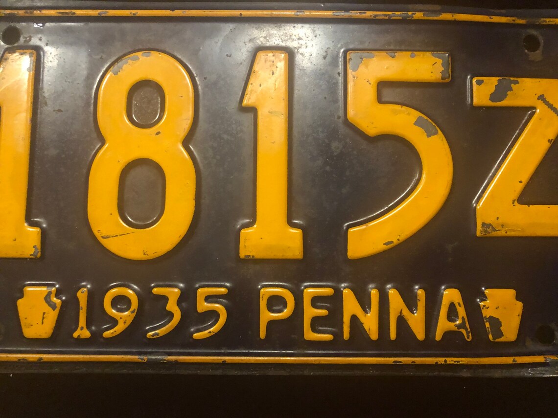 Vintage 1935 PA License Plate in Clean Condition - Etsy
