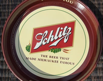 Vintage Schlitz Beer Tray, Milwaukee Brewery, 13 Inch (Good Condition)