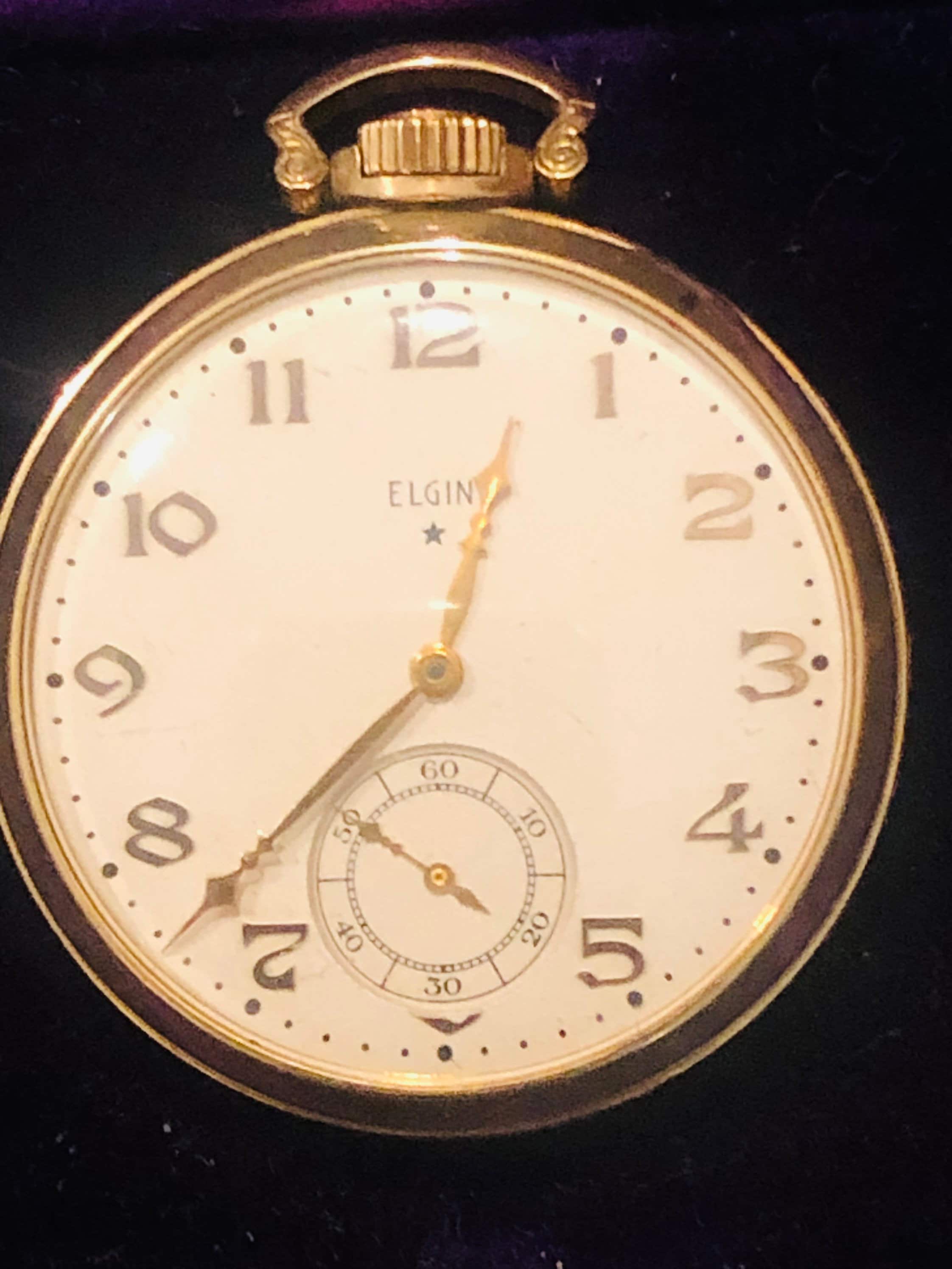 Elgin 10k gold filled pocket watch hot sale
