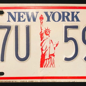 Vintage 1990s NY License Plate in Excellent Condition