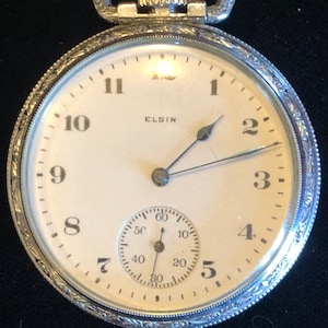 Vintage original Art Deco Elgin Pocket Watch in Running Condition (No batteries)