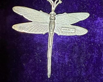 Vintage Sterling Silver Dragonfly Pendant – Ornate Detailed  Jewelry