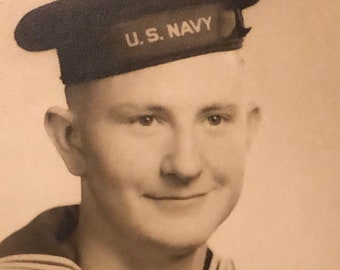 Vintage WW2 US Navy Photo, Black and White Portrait