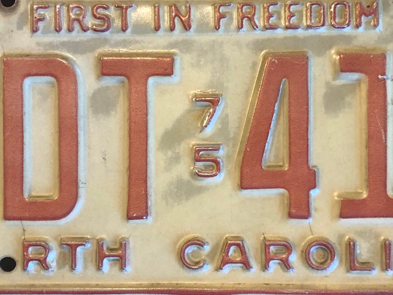 Vintage 1975 North Carolina License Plate in Good Condition
