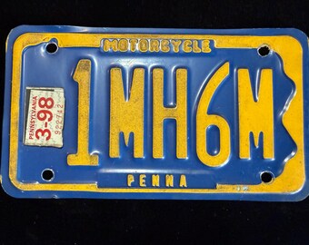 Vintage 1998 PA Motorcycle License Plate