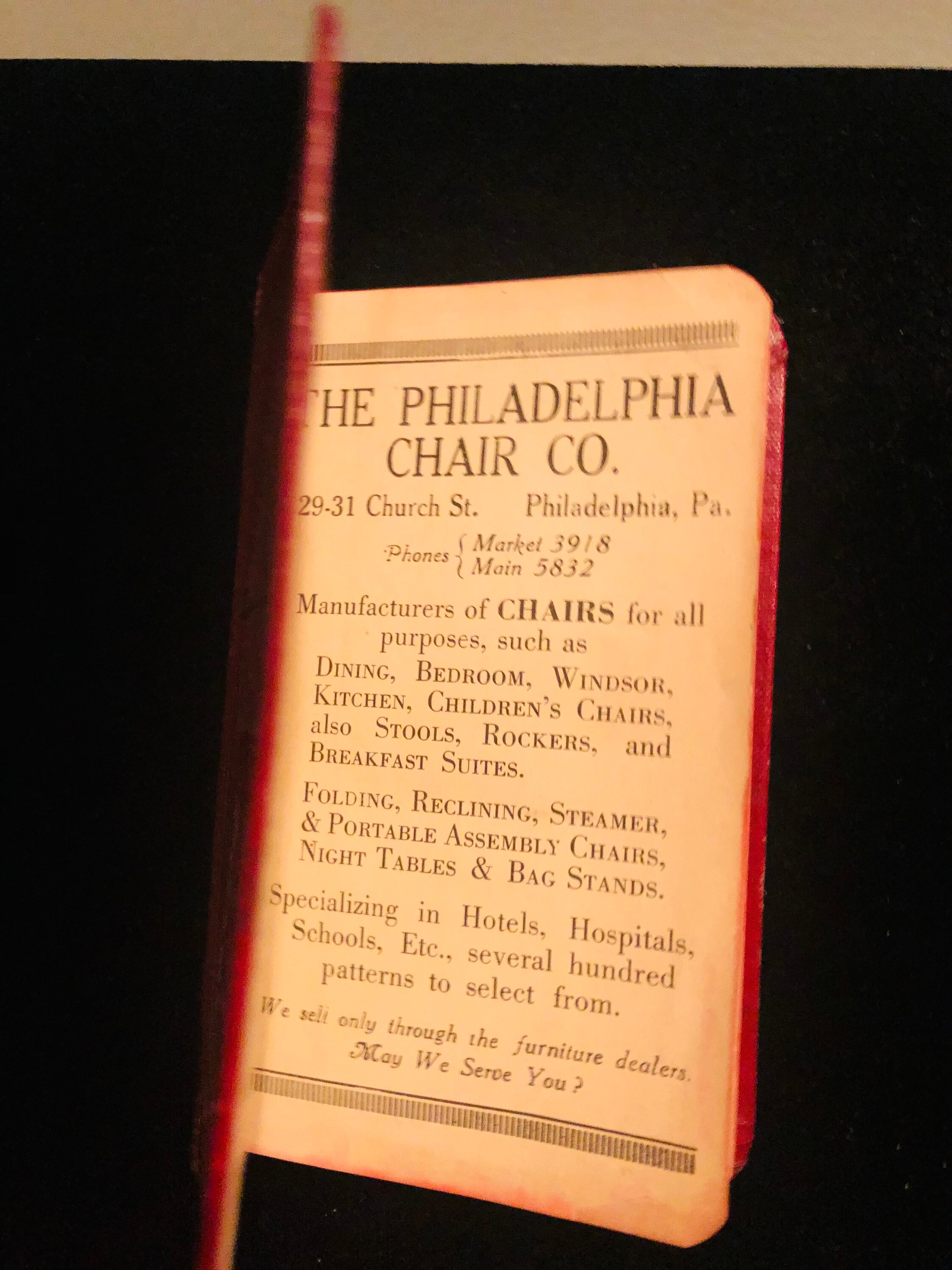 Vintage 1930 Original Leather Philadelphia Chair Company Calendar Book in Excellent Condition