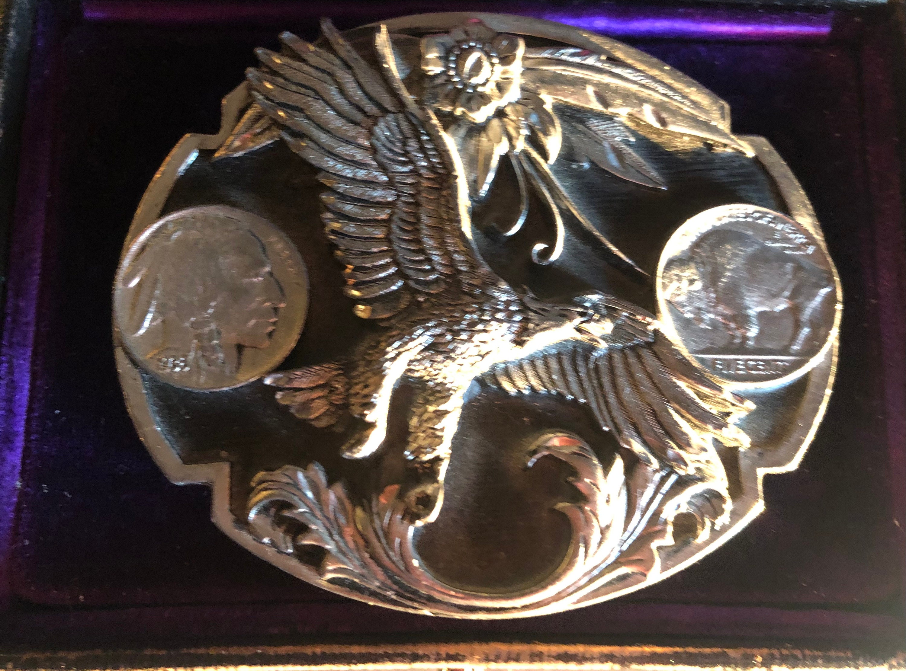 Siskiyou Vintage 1995 Bear Baw Silver Belt Buckle with Justin Leather Belt 30 Siskiyou Buckle Co In Vintage Belt Buckles for sale - eBay main image 2