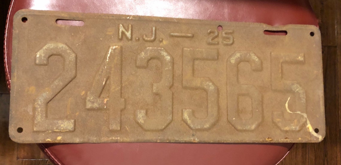 1925 NJ License Plate Etsy