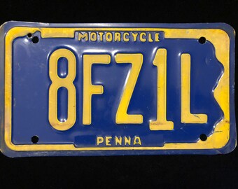1990s PA Vintage Motorcycle License Plate