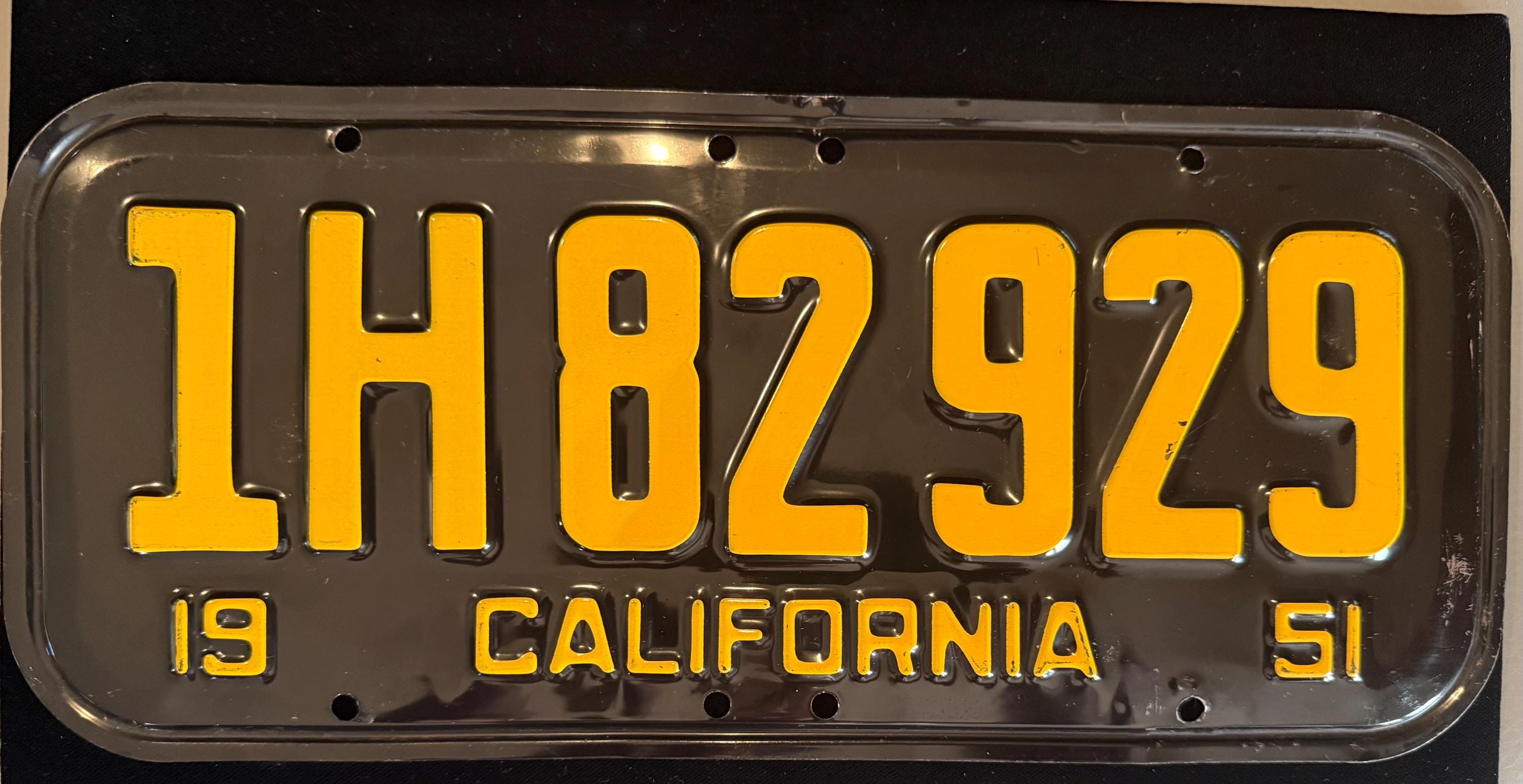 Vintage 1951 Original California 14 Inch License Plate Minty