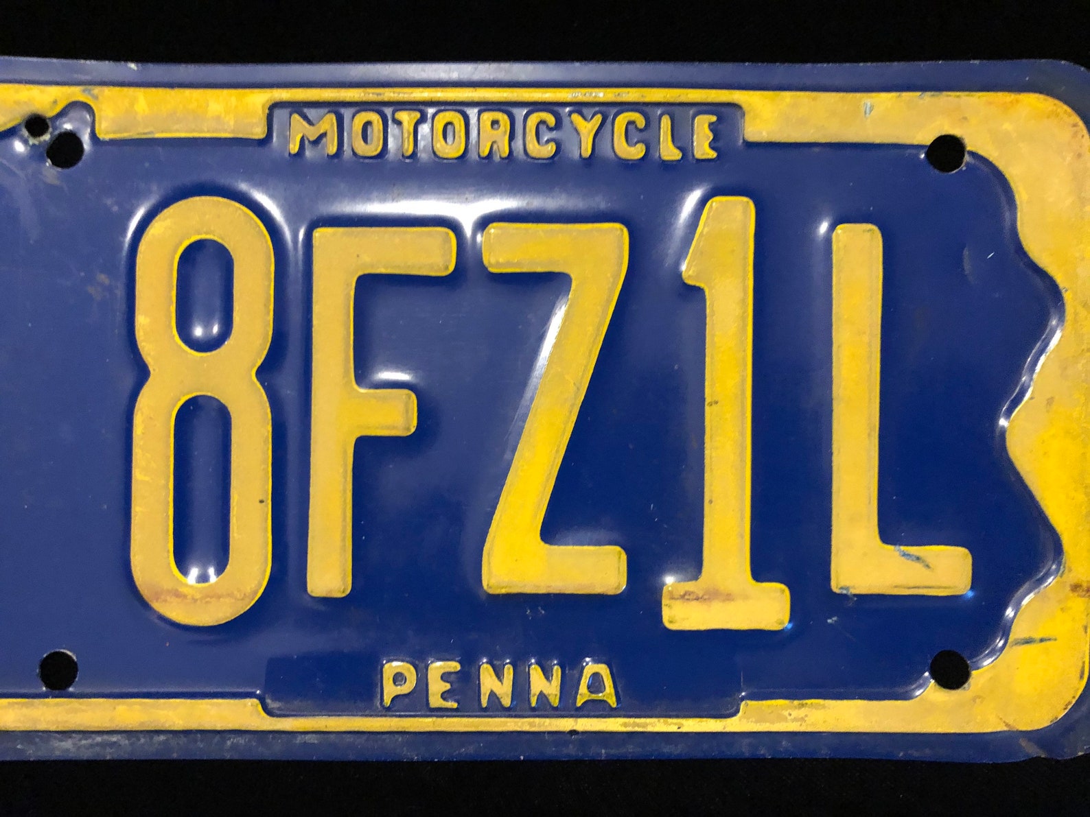 1990s PA Vintage Motorcycle License Plate in Excellent Etsy