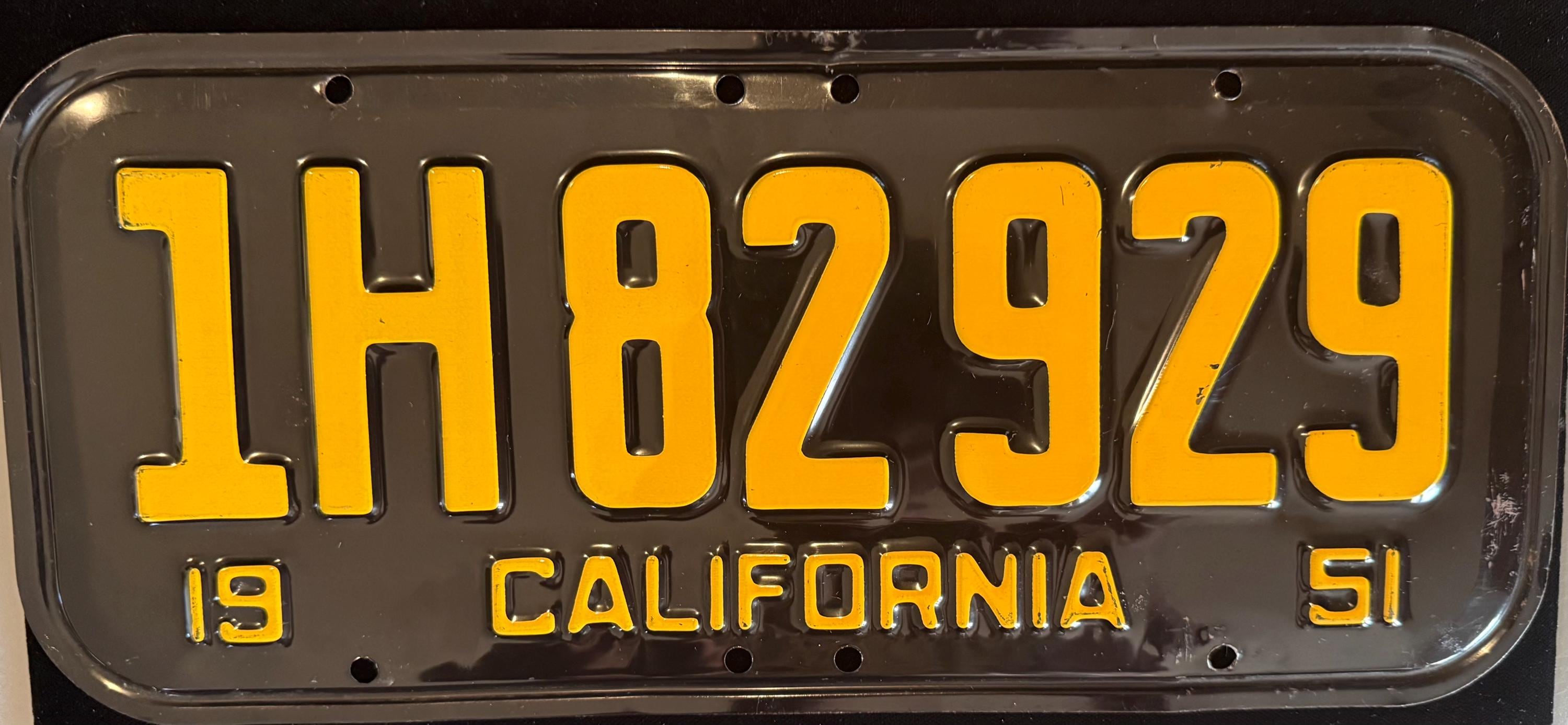 Vintage 1951 Original California 14 Inch License Plate Minty