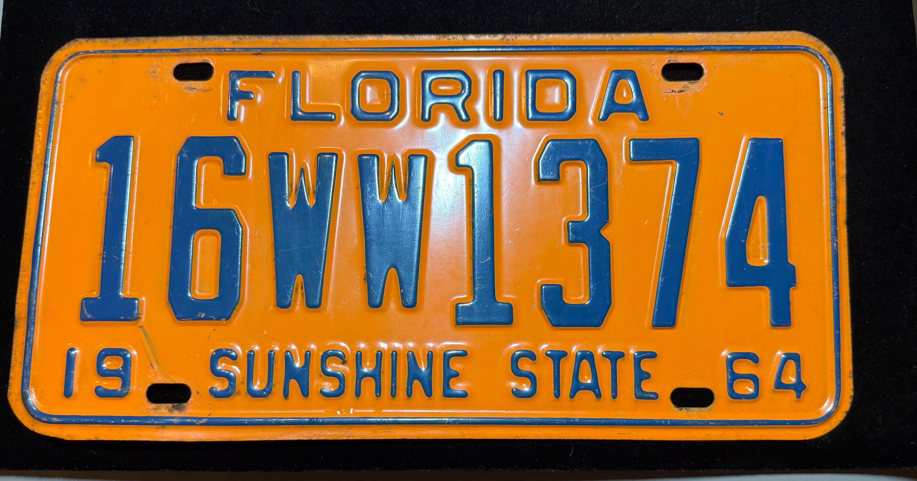 Vintage Original 1964 Florida (sunshine State) License Plate in