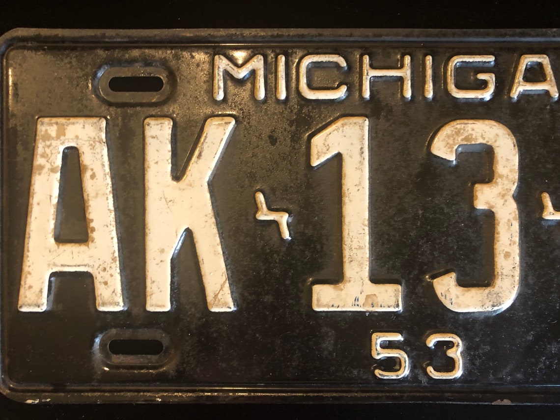 Vintage Original 1953 Michigan License Plate in Good Condition Etsy