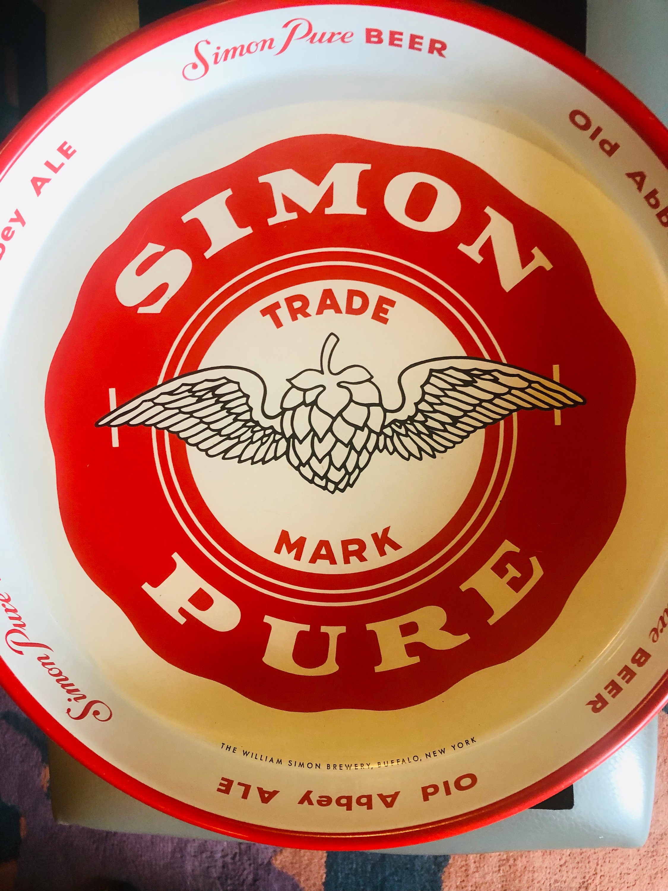 Vintage Simon Pure 13 Inch Beer Tray Buffalo NY in Excellent Condition