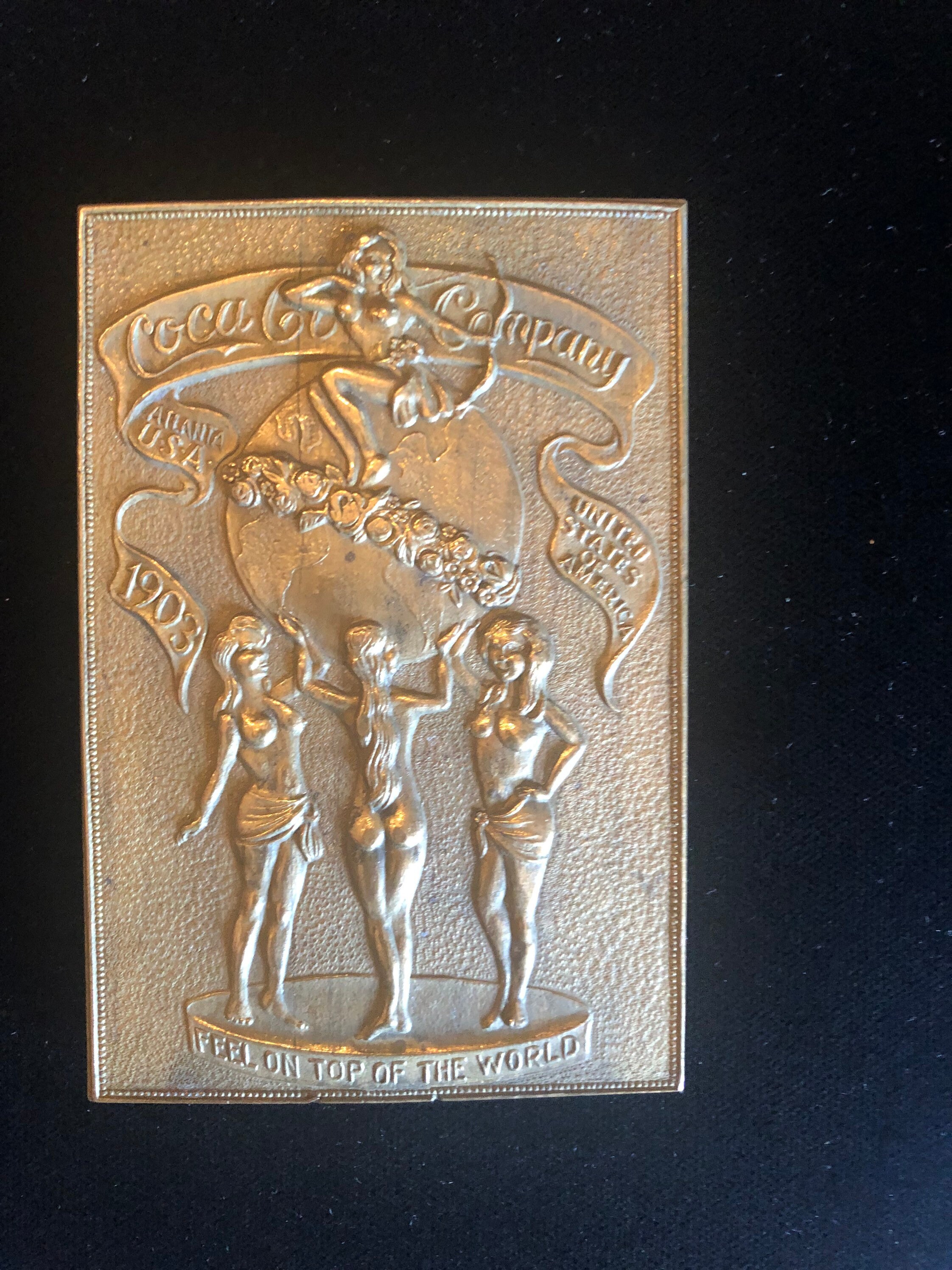 Vintage 1970s Coca Cola Brass Belt Buckle: 