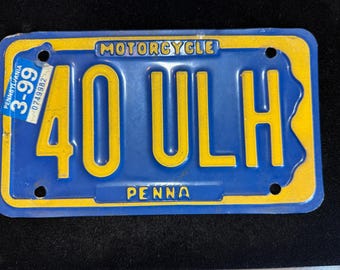 Vintage 1999 PA Motorcycle License Plate