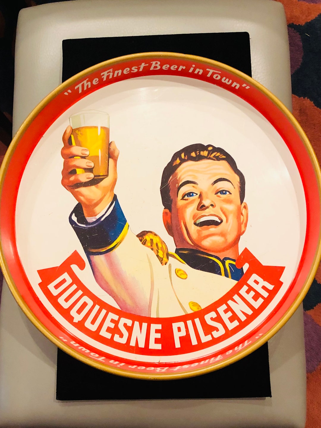 Vintage Original 12 Inch Beer Tray Duquesne Pilsner Brewery pittsburgh