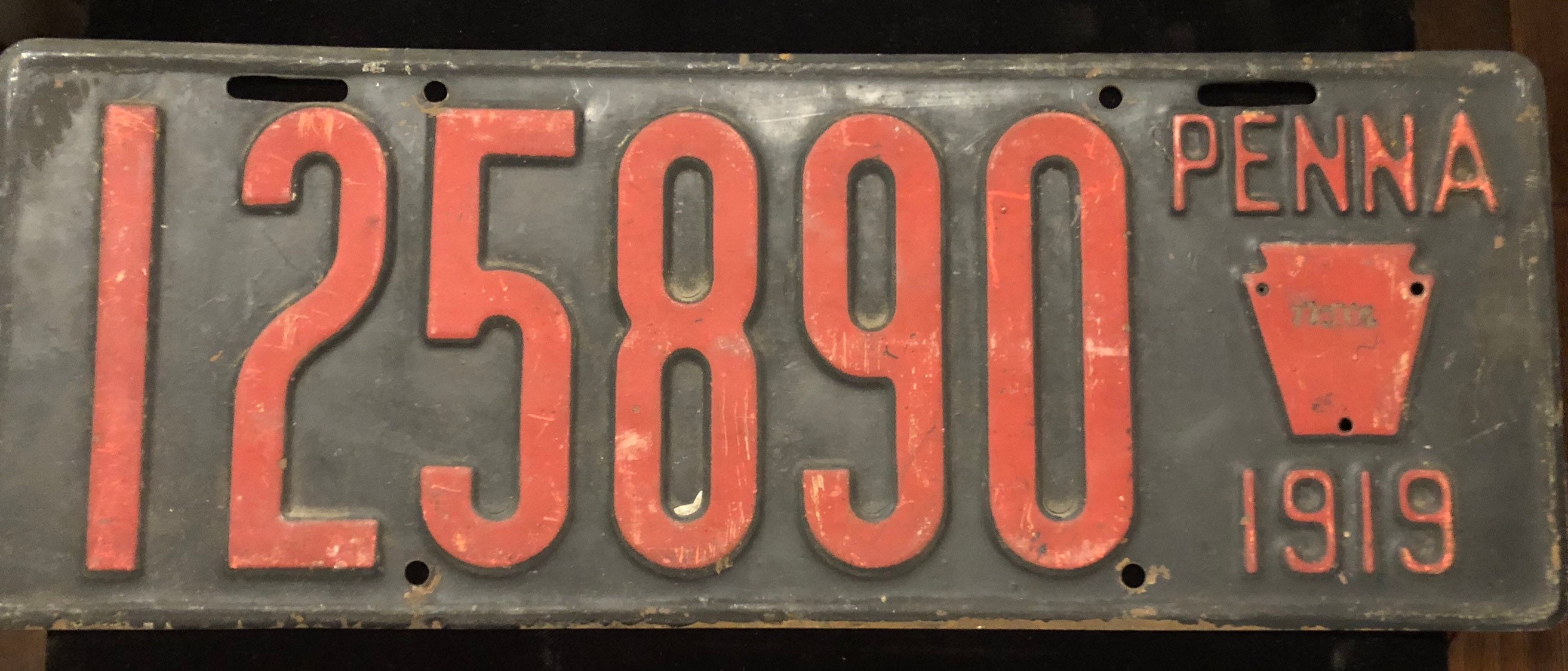 1919 Vintage PA Original License Plate in Excellent Condition | Etsy