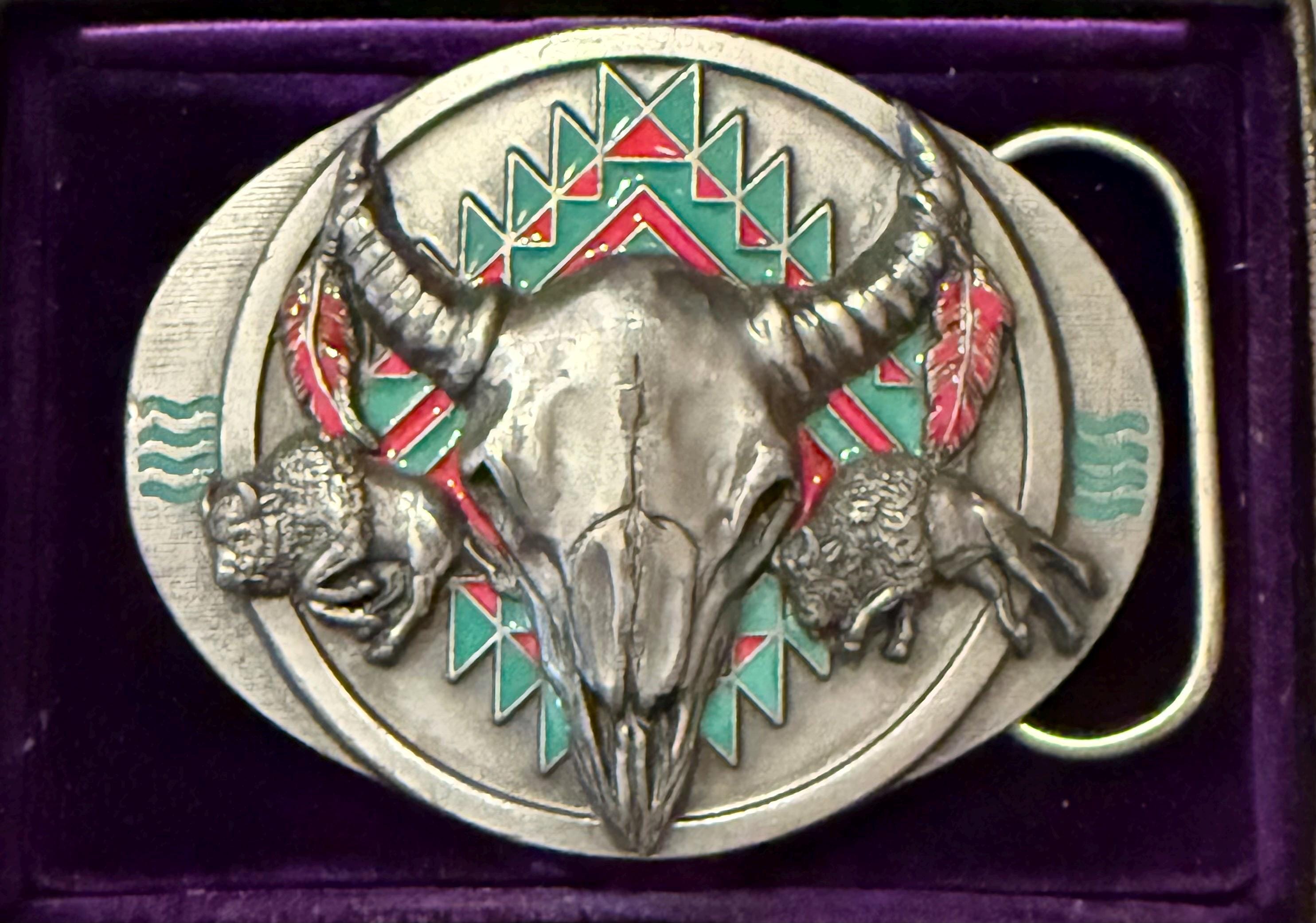 Vintage 1992 Siskiyou Buffalo Skull Enameled Belt Buckle - Etsy