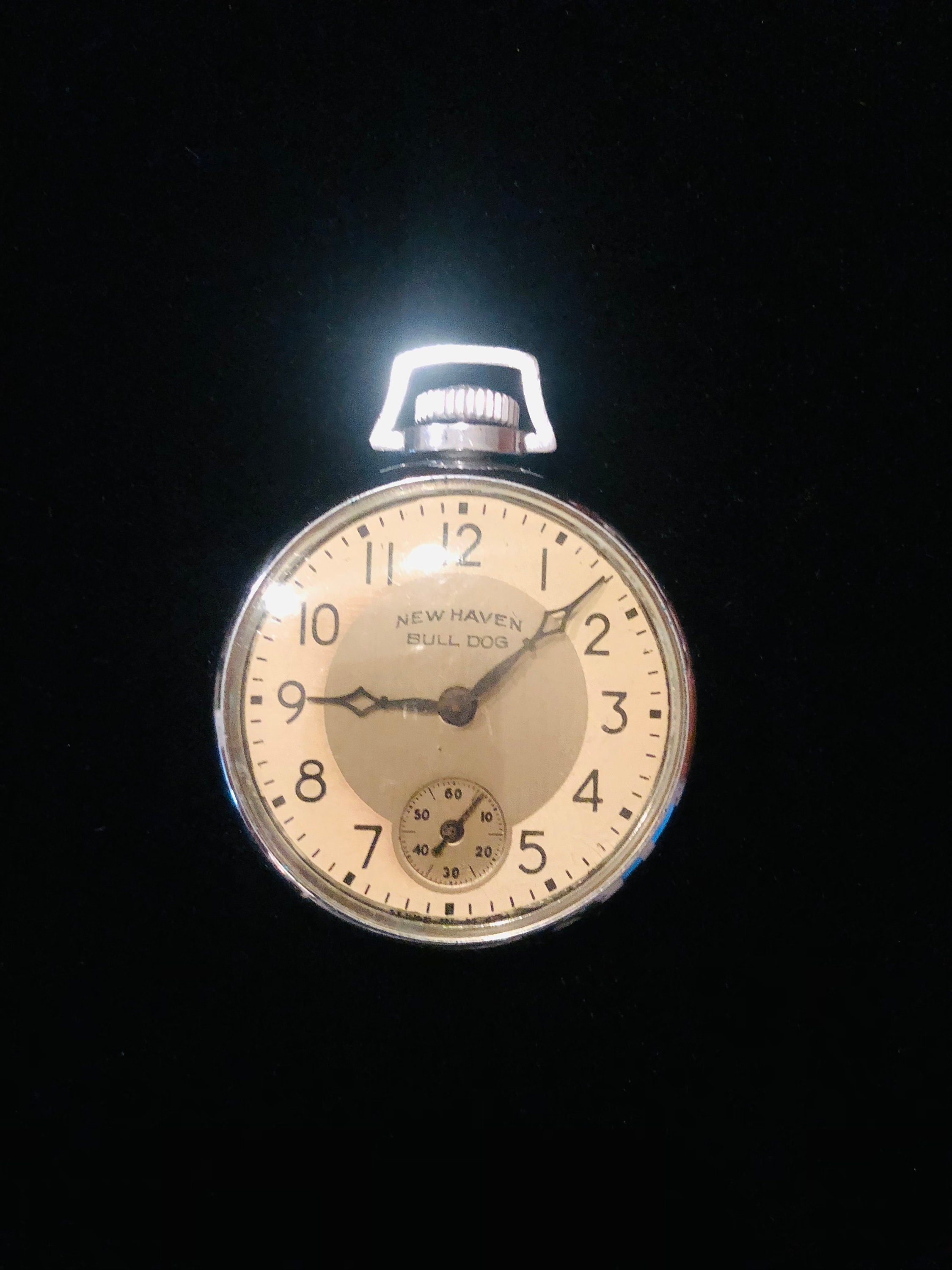VINTAGE ホッテントット・キューピー、コンポジション製（アメリカ） Vintage New Haven Bulldog Pocket Watch, Mechanical Wind - Etsy