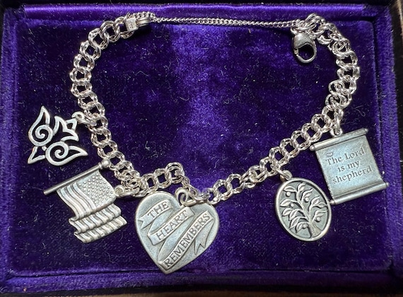 Vintage James Avery Sterling Silver Charm Bracelet, 5 Charms