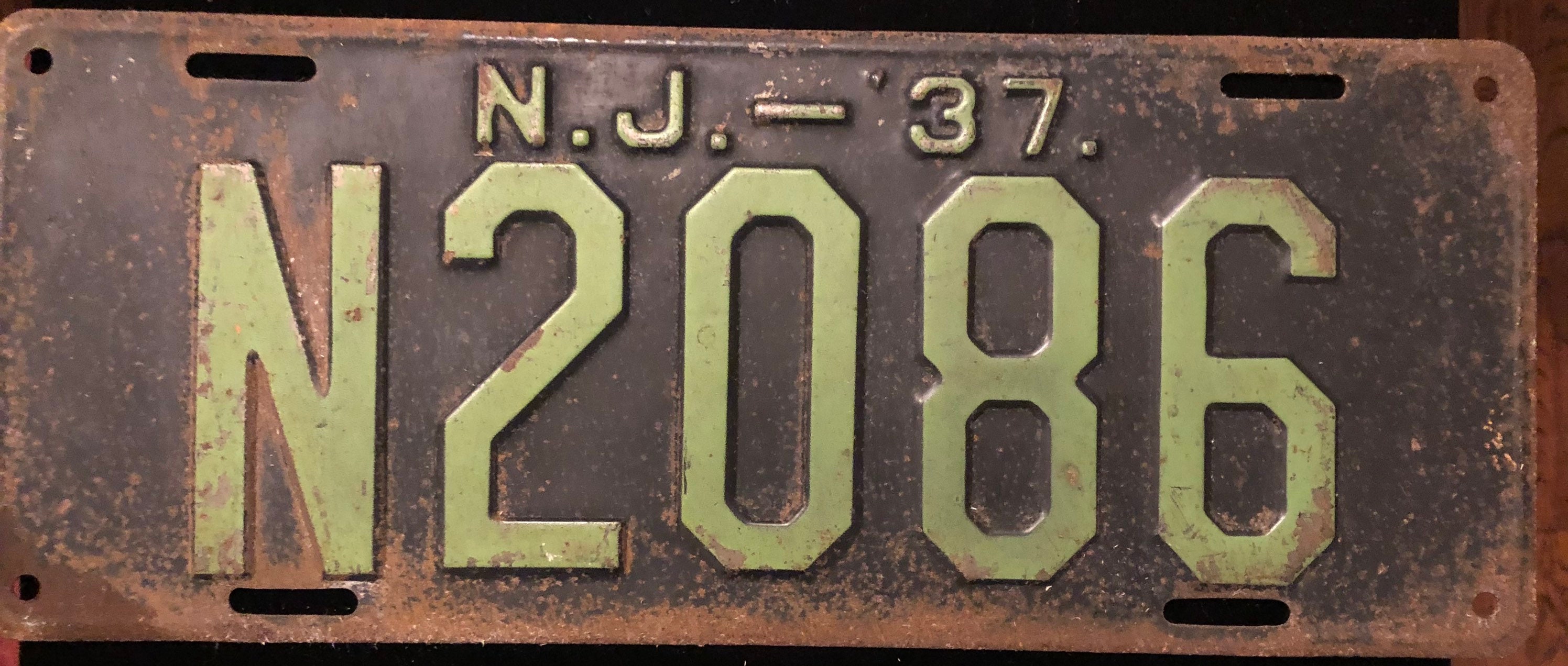Vintage Original 1937 NJ License Plate in Good Condition - Etsy