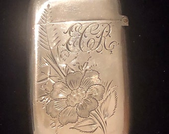 Floral Victorian Sterling Silver Match Vesta