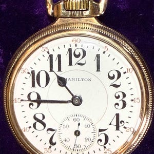 Vintage Original 21 Jewel Hamilton Gold Filled Pocket Watch in Excellent Condition