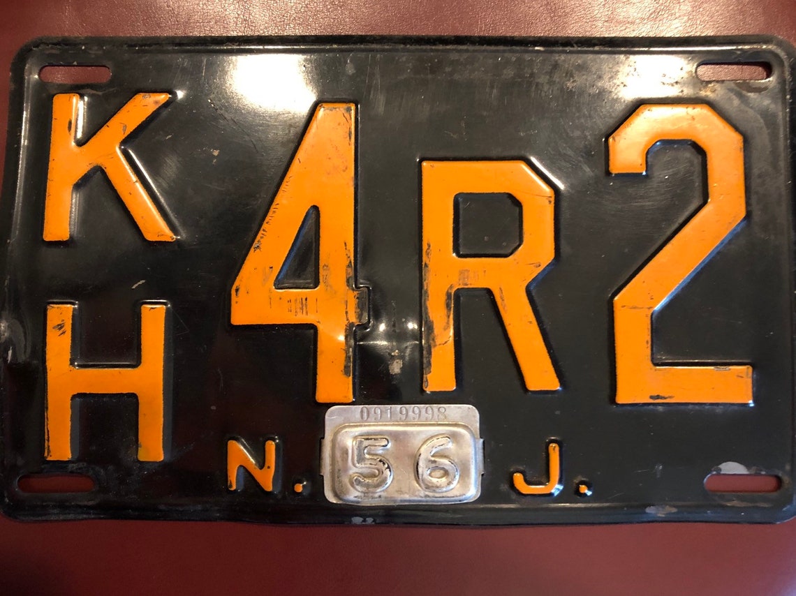 Vintage 1956 NJ License Plate with Registration Tag Etsy