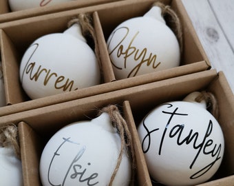 Personalised white ceramic Christmas bauble in gift box | Christmas Gifts