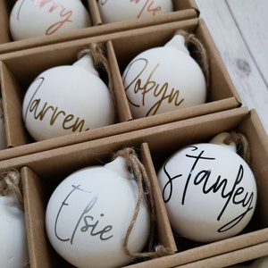 Personalised white ceramic Christmas bauble in gift box | Christmas Gifts