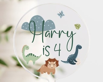 dinosaur birthday acrylic cake topper | girl boy | any age | personalised