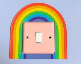 Bright Rainbow Acrylic Light Switch Surround Cover | UK Light Switch | Kids Bedroom Decor | Maximalist | Dopamine decor