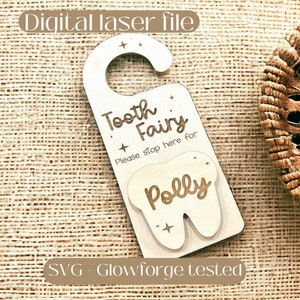 DIGITAL FILE | tooth fairy door hanger | glowforge SVG | laser file | wooden