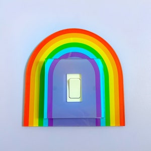 Pastel Rainbow Acrylic Light Switch Surround Cover UK Light Switch Kids Bedroom Decor Maximalist Dopamine decor Pink image 3