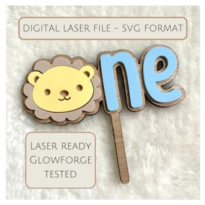 lion first birthday one cake topper laser file SVG animals safari jungle