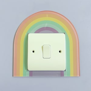 Pastel Rainbow Acrylic Light Switch Surround Cover UK Light Switch Kids Bedroom Decor Maximalist Dopamine decor Pink image 4