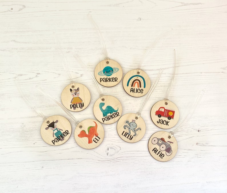 Rainbow Name Bag Charm Name Tag Wooden Acrylic Childrens Etsy