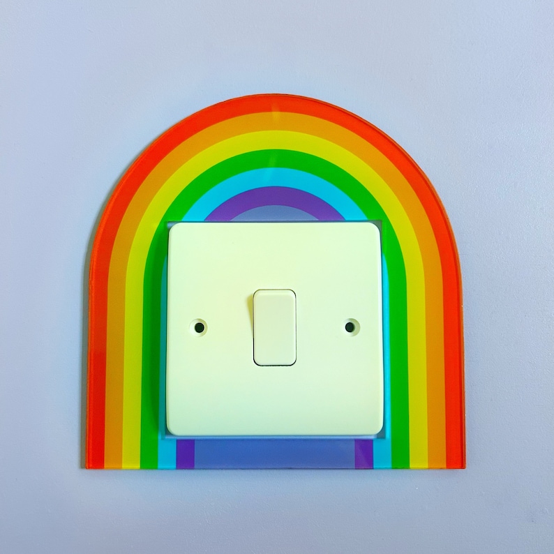 Pastel Rainbow Acrylic Light Switch Surround Cover UK Light Switch Kids Bedroom Decor Maximalist Dopamine decor Pink image 7