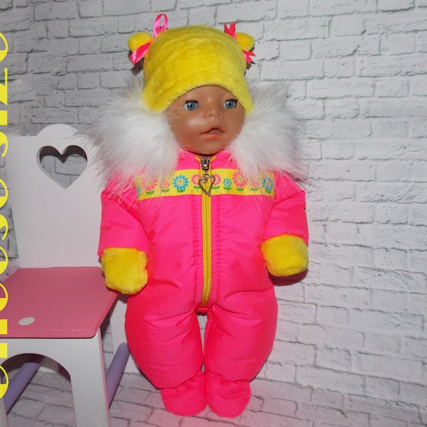 17 pouces Baby Born Dolls, 3 vêtements d'hiver - habit de neige, bonnet et mitaines