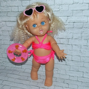 Galoob Baby Face Doll clothes - bright pink swimsuit