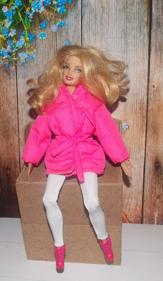 2 pc doll outfit 11 inch fashion doll clothes - pink coat leggings
