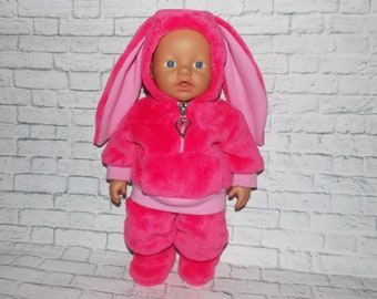 Doll clothes for Little baby born doll 32 cm-terrycloth bunny suit- Jacket, trousers, soft shoes