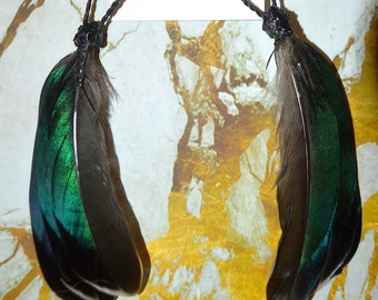 Duck Feather, Raffia & Resin Earrings