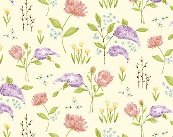 BLUSH My Mind's Eye Riley Blake Designs 100% cotton fabric by the yard fabric by the metre Rose Gold Floral Flowers Pink Jen Allyson