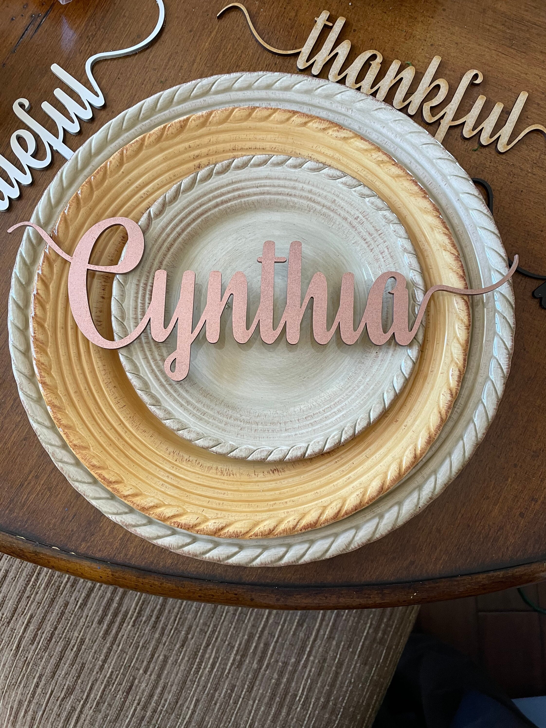 Holiday Table Setting Names Table Wood Signs Home Decor Etsy