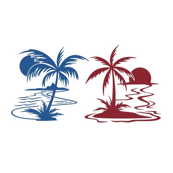 Download Palm Tree Sunset Cuttable Design PNG DXF SVG & eps File | Etsy