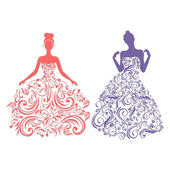 Download Dress Wedding Bride Floral Cuttable Design PNG DXF SVG ...